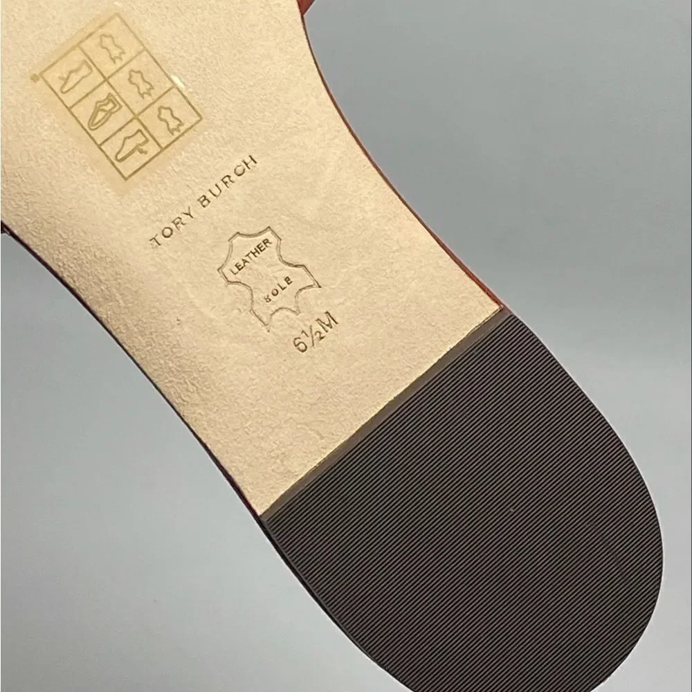 Tory Burch Elanor Leather Logo Slides size 6.5